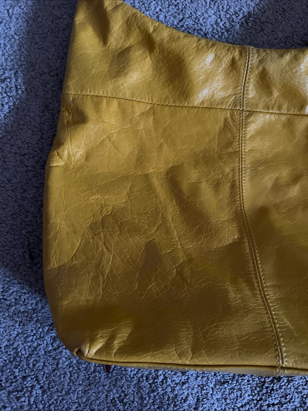 HOBO International Shoulder Bag Citrus Yellow Leather Outside Pocket Zip Closure - Picture 16 of 16